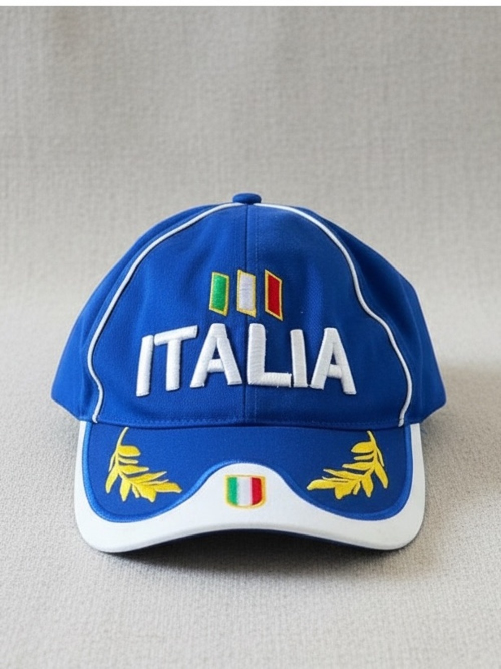 Italy Soccer Adjustable Baseball Cap Blue Embroidered Italia Hat